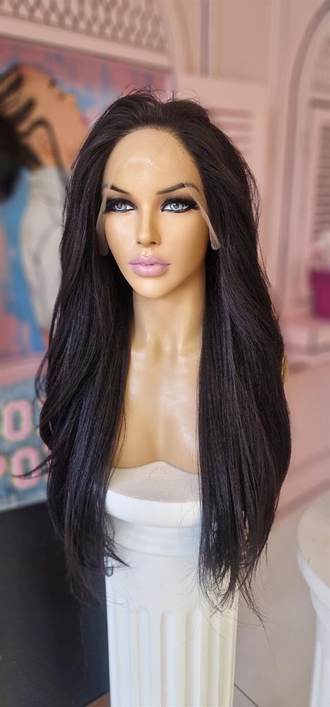 LOLLY PONY Düz Siyah 70 cm Kore Fiber Sentetik Ön Tül Peruk