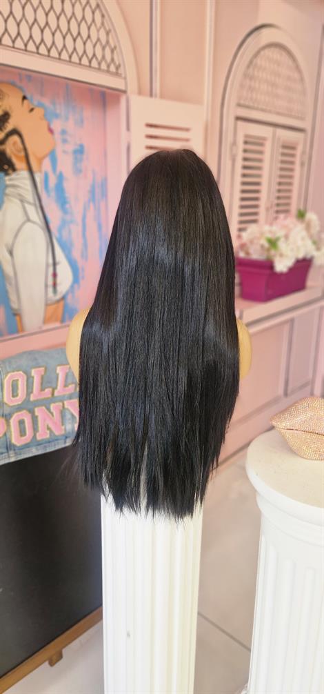 LOLLY PONY Düz Siyah 80 cm Kore Fiber Sentetik Ön Tül Peruk