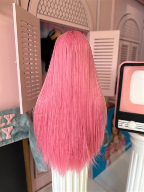 LOLLY PONY Perçemli Düz Pembe 70 cm Kore Fiber Sentetik Peruk