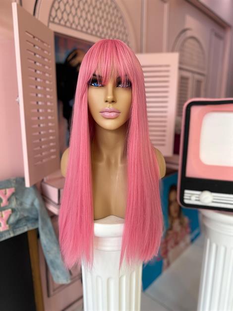 LOLLY PONY Perçemli Düz Pembe 70 cm Kore Fiber Sentetik Peruk