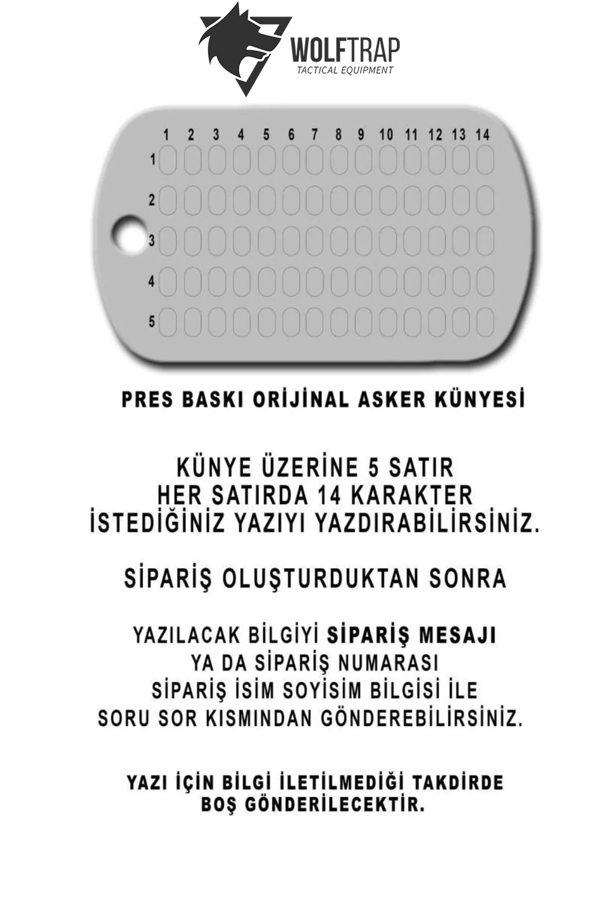  Kişiye Özel Asker Künyesi Kabartmalı Press Baskı