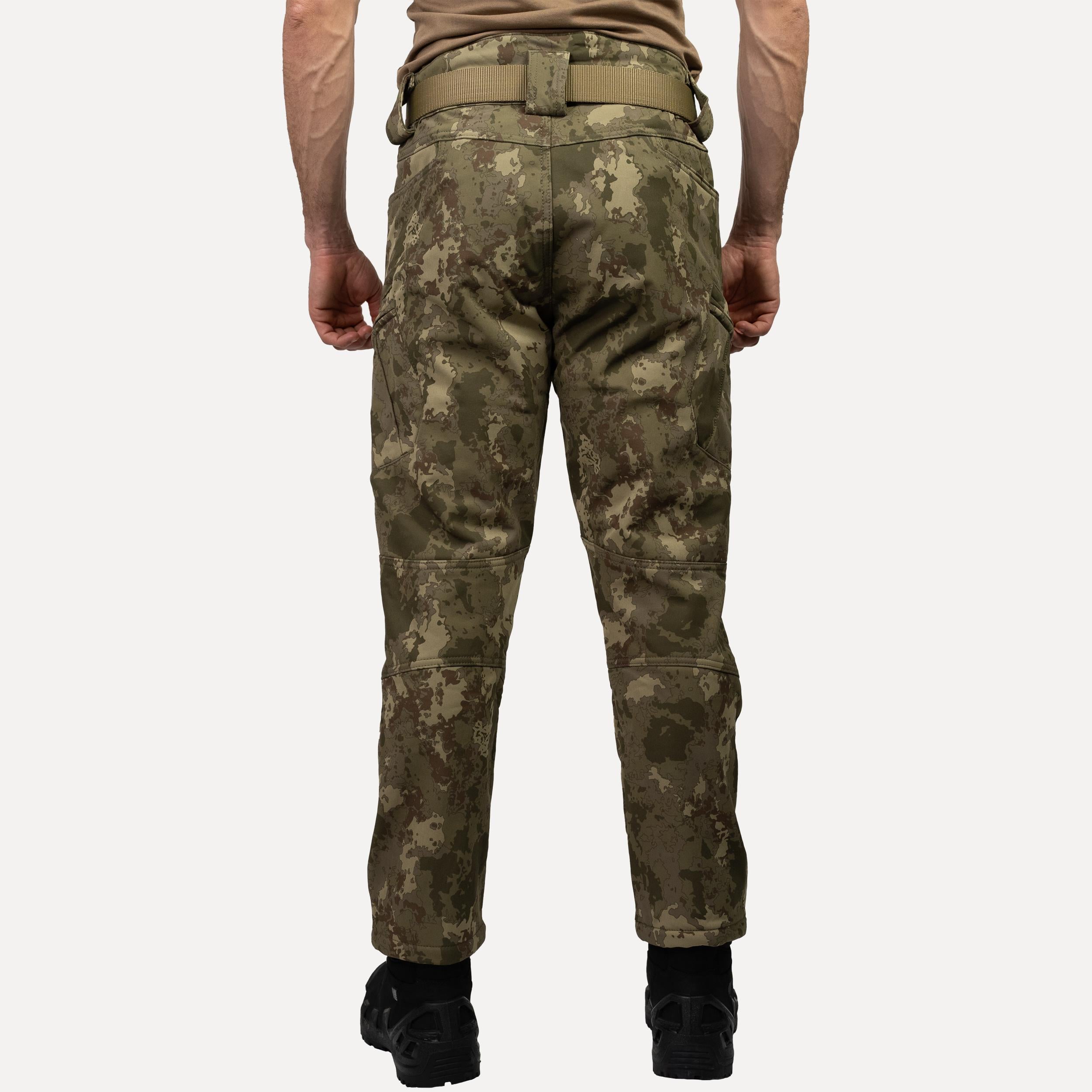 Askeri Kamuflaj Desenli 1062 8 Cepli Softshell Pantolon, İçi Polarlı Softshell Pantolon
