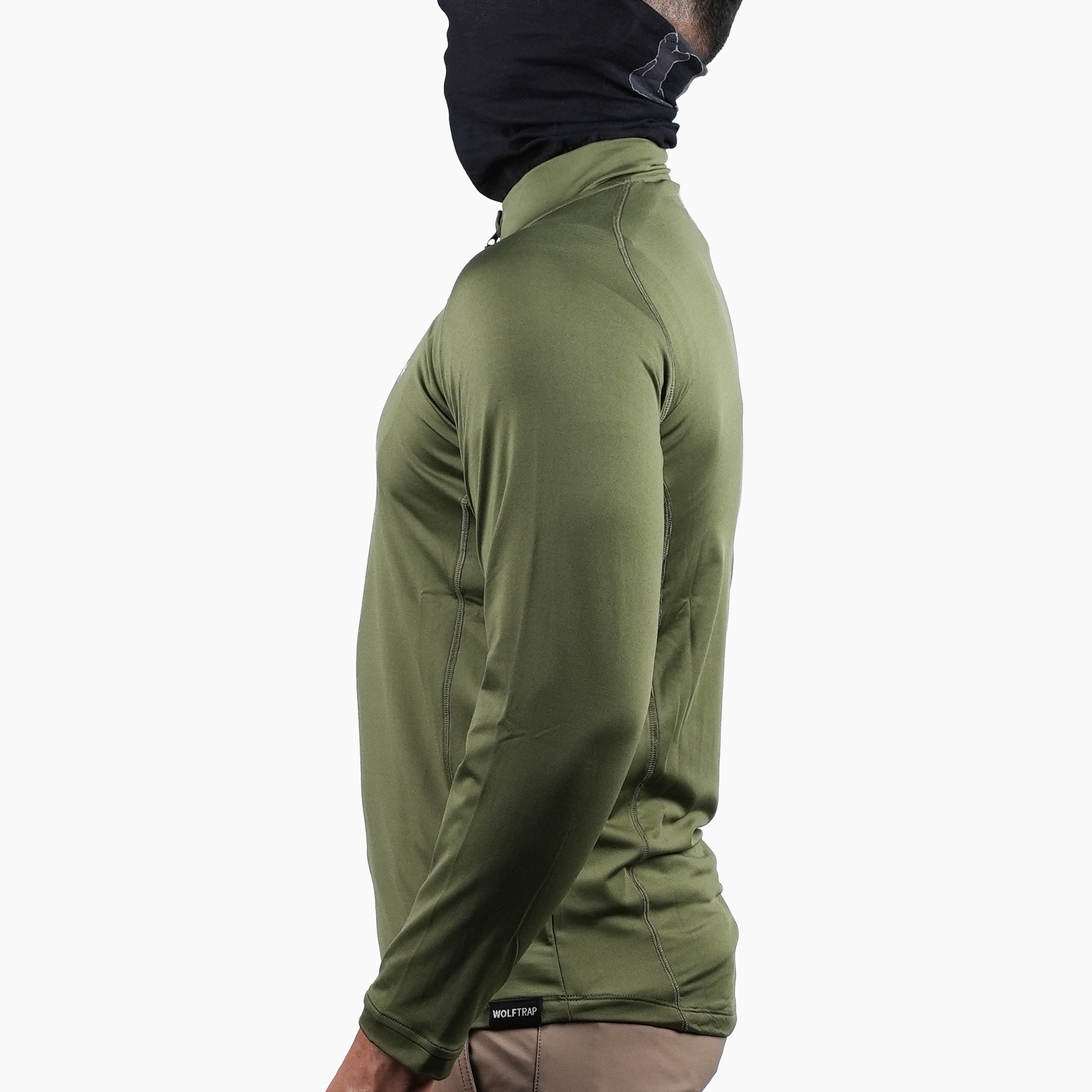 Çeyrek Fermuar Uzun Kollu Sweatshirt Haki, Termal Sweatshirt, Esnek İç Katman Giysisi