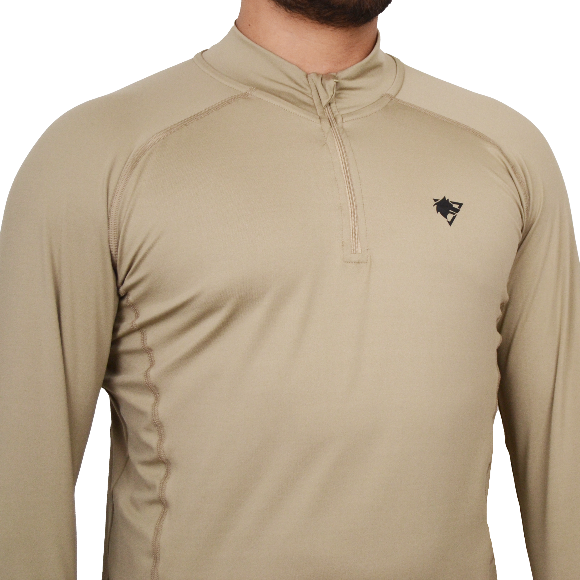 Çeyrek Fermuar Uzun Kollu Sweatshirt, Termal Sweatshirt Kum Rengi, Esnek İç Katman Giysisi
