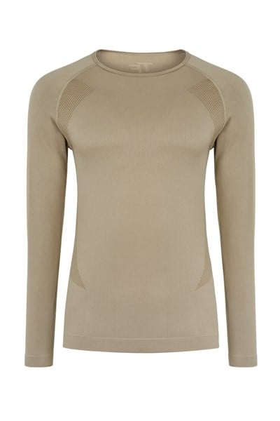 Erkek Dikişsiz Termal Sweatshirt Kum Rengi