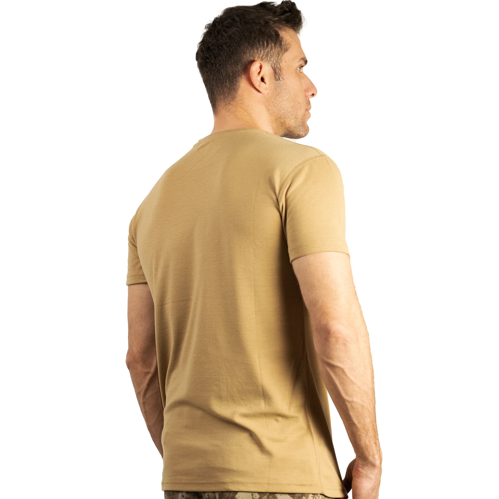 FUR Erkek Bej Basic Tişört - Kısa Kollu Bisiklet Yaka Regular Fit