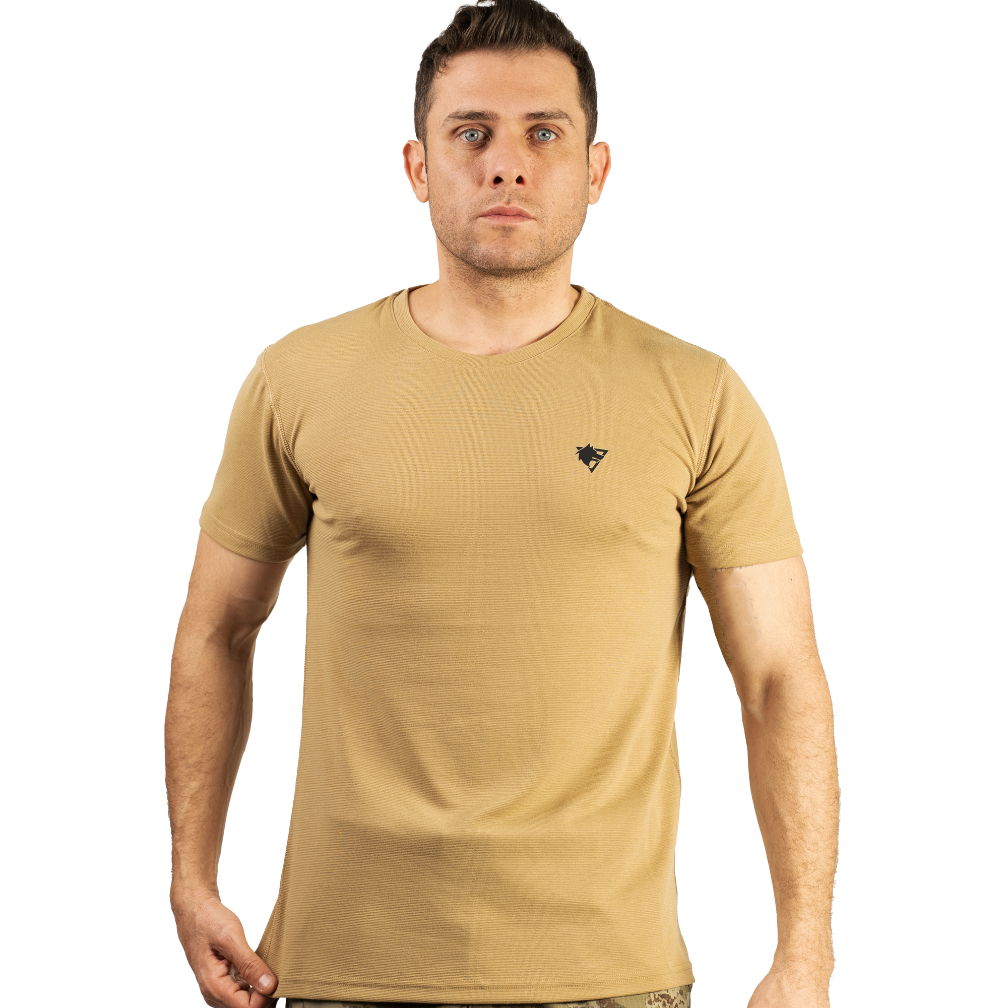FUR Erkek Bej Basic Tişört - Kısa Kollu Bisiklet Yaka Regular Fit