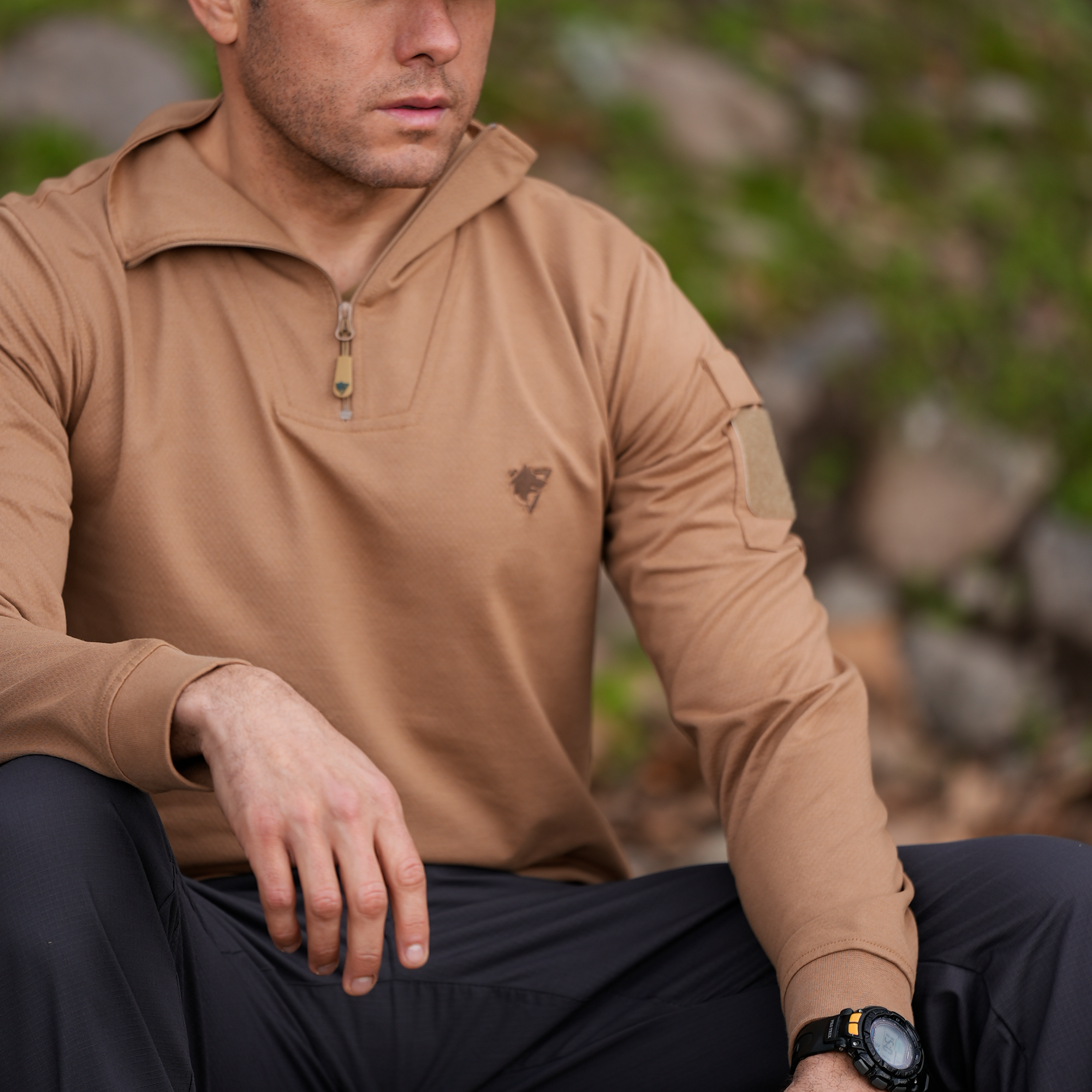 IRAZ Balıkçı Yaka Uzun Kollu Taktik T-Shirt Bej