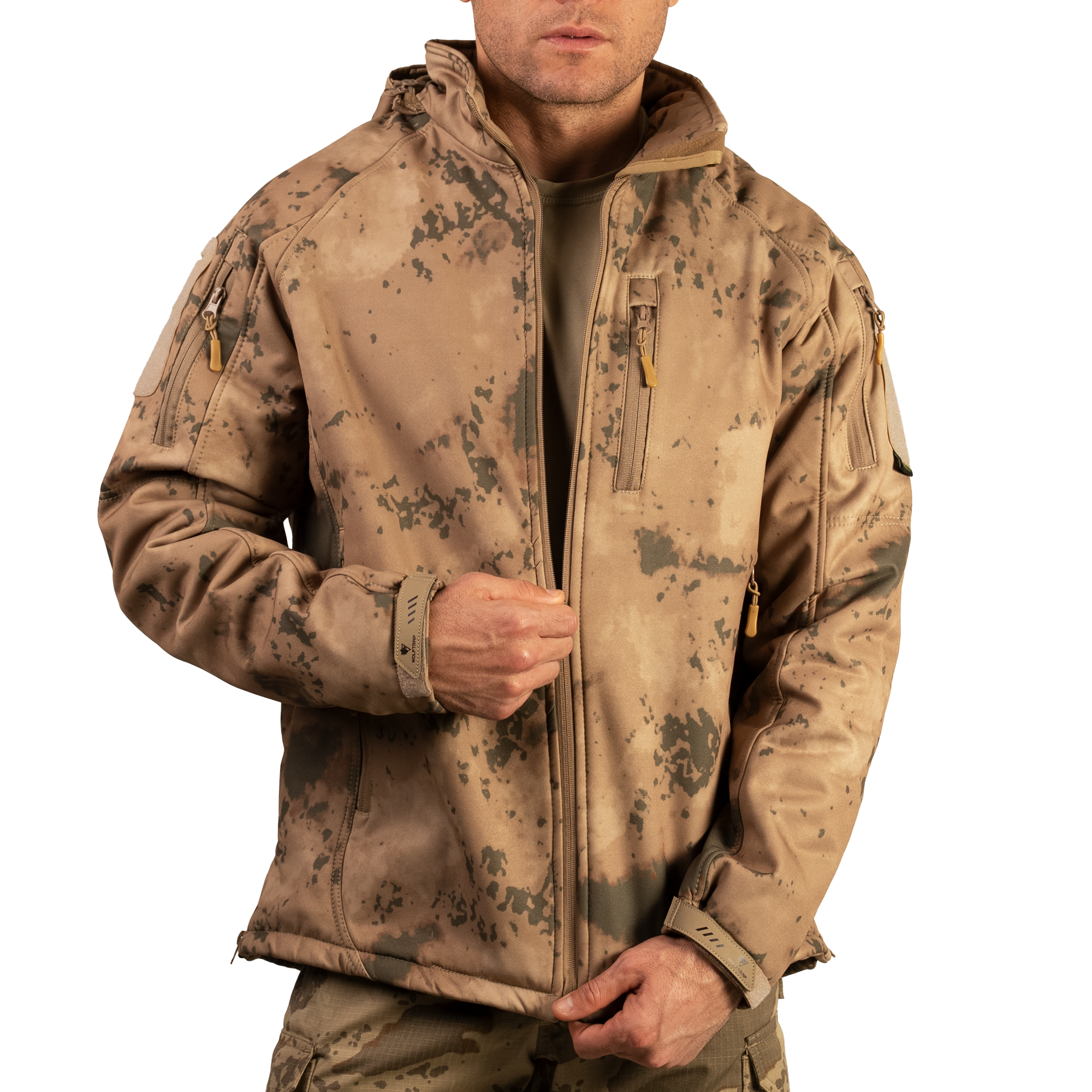 Jandarma Kamuflaj Softshell Mont 2036 5 Cepli Çöl Kamuflaj Mont