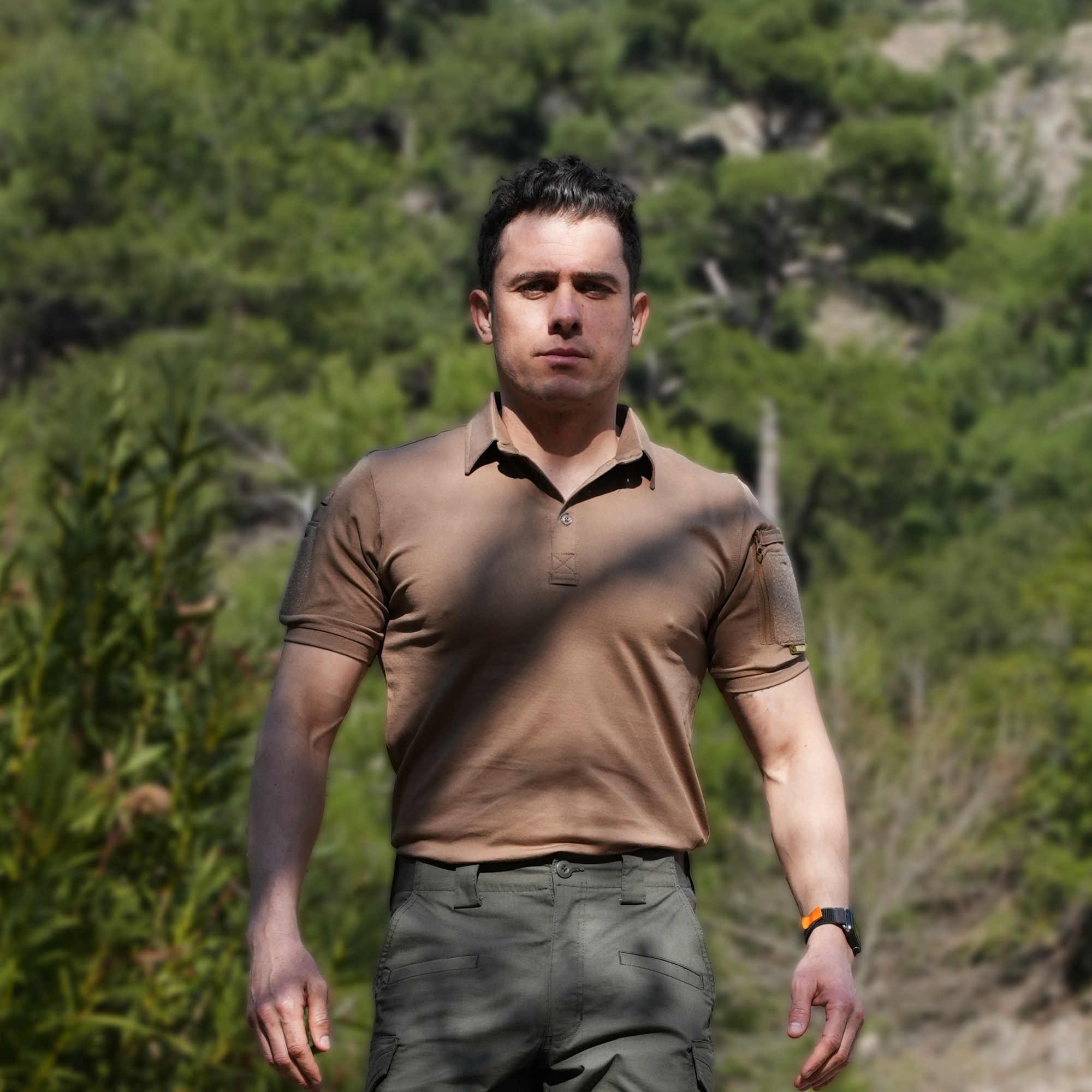 KAPAN Polo Yaka 2 Cepli Kısa Kollu Taktik T-Shirt Koyu Bej