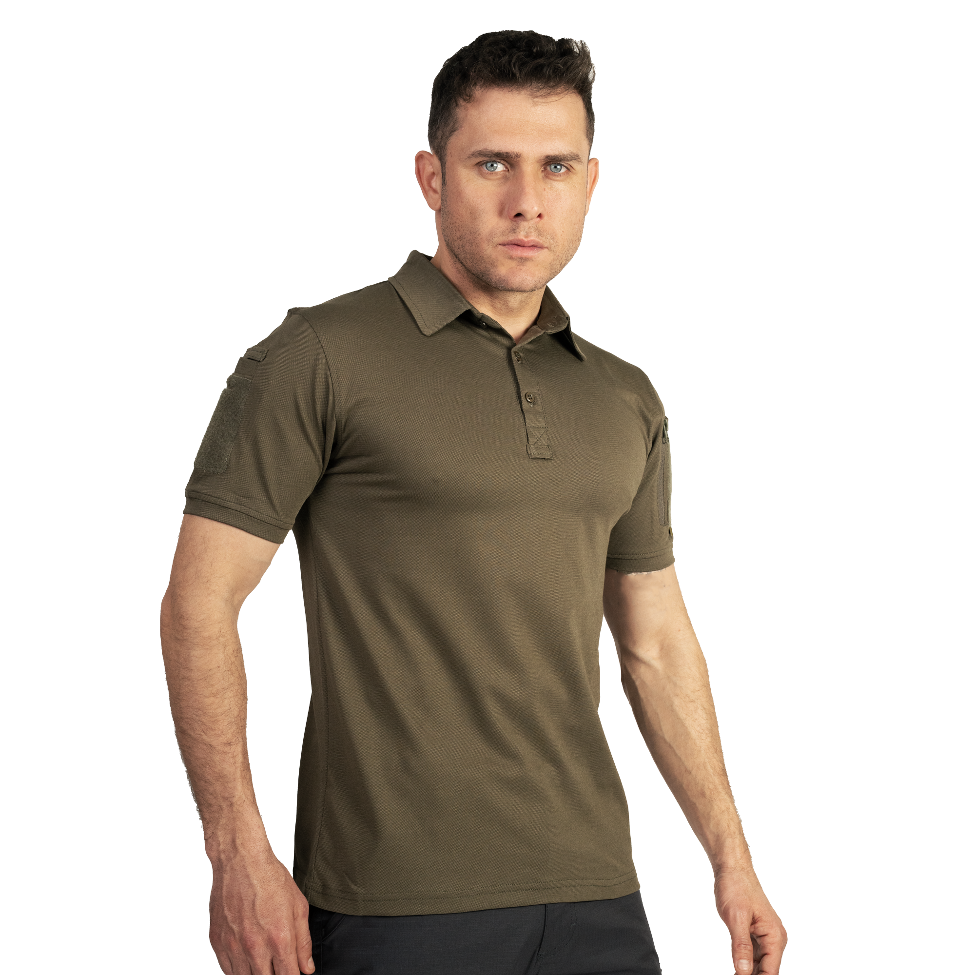 KAPAN Polo Yaka 2 Cepli Kısa Kollu Taktik T-Shirt Haki