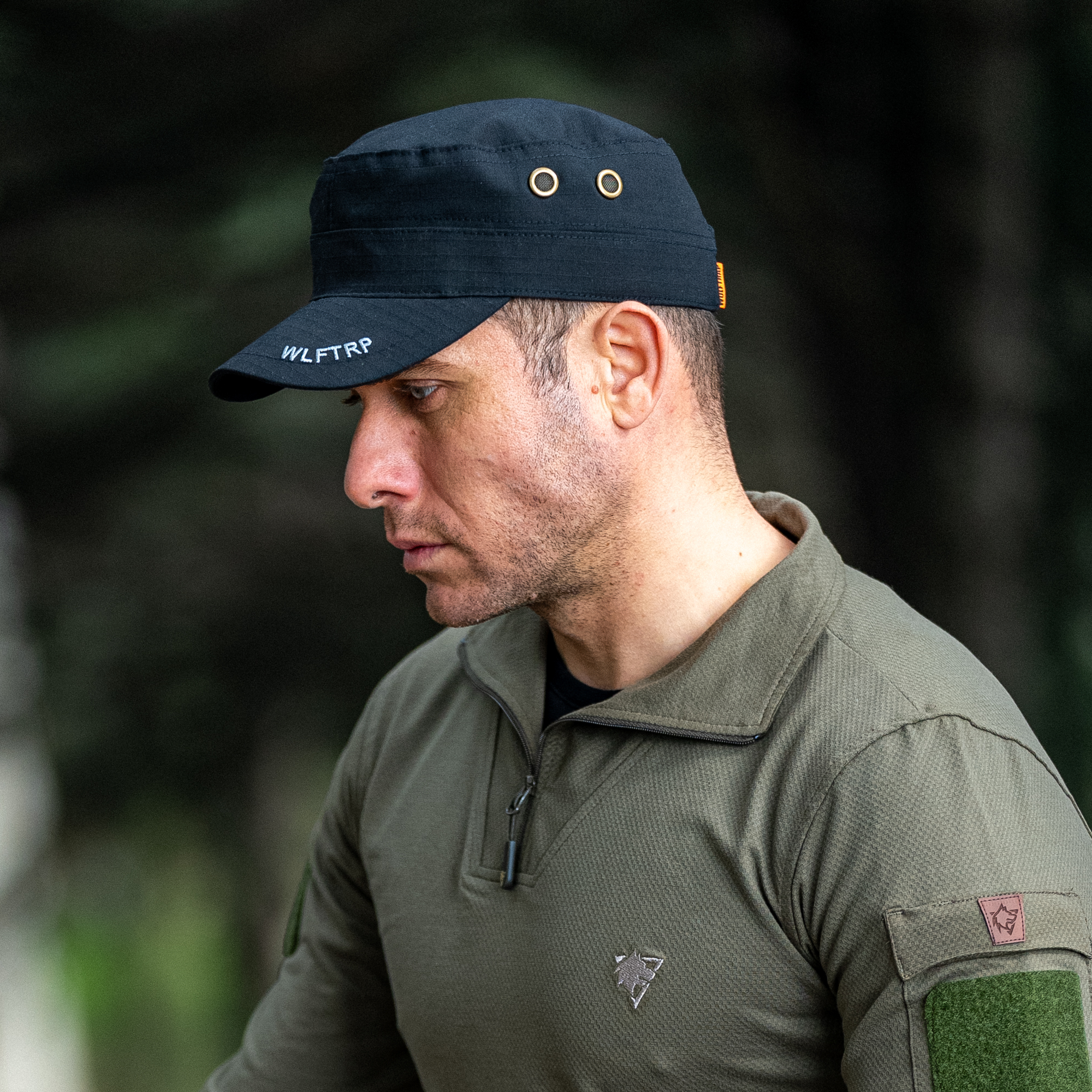 Kurt Logolu Ripstop Siyah Şapka, Siyah Kep