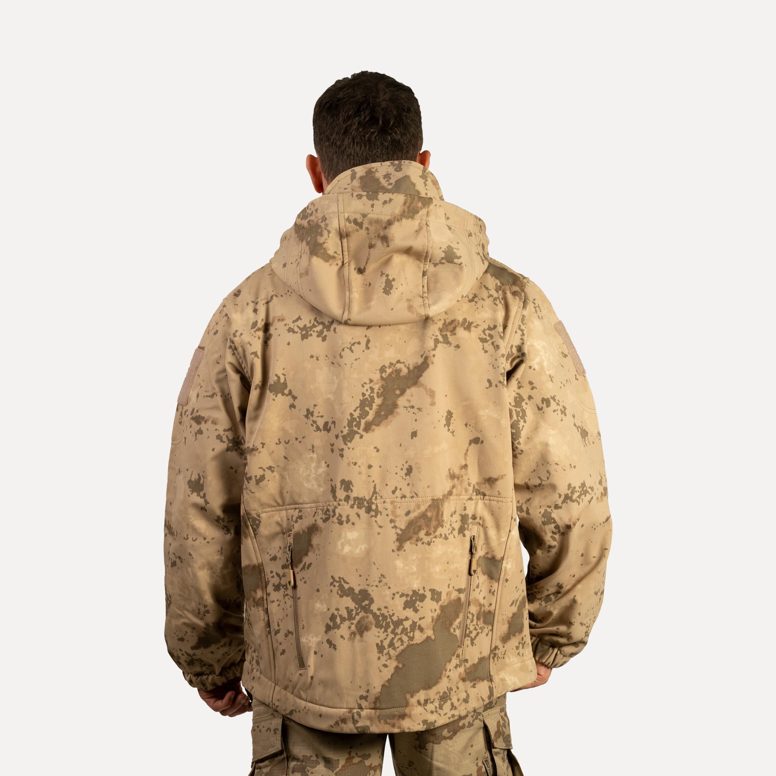 Pars Jandarma Kamuflaj Softshell Mont, 6 Cepli Kapüşonlu Taktik Mont, Koruma Kıyafeti