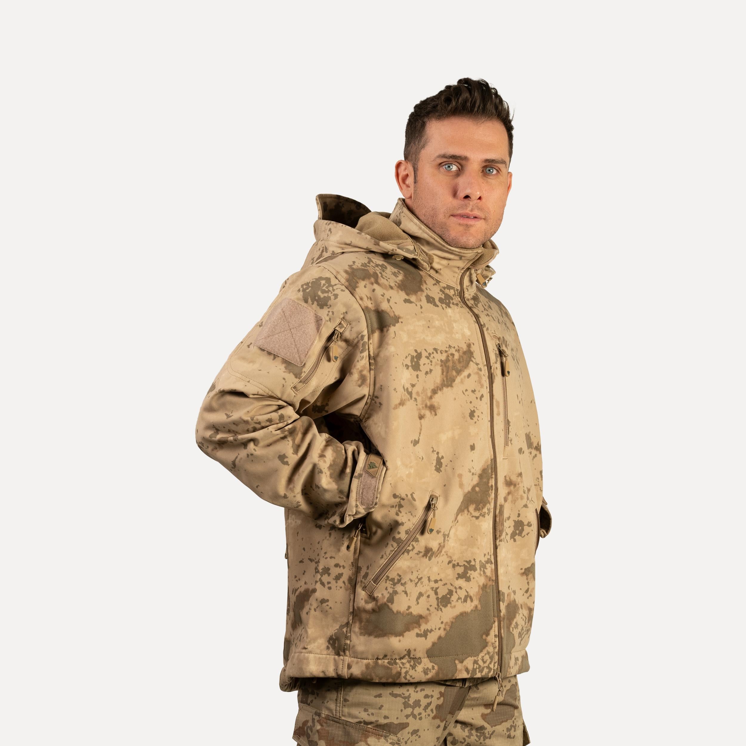 Pars Jandarma Kamuflaj Softshell Mont, 6 Cepli Kapüşonlu Taktik Mont, Koruma Kıyafeti
