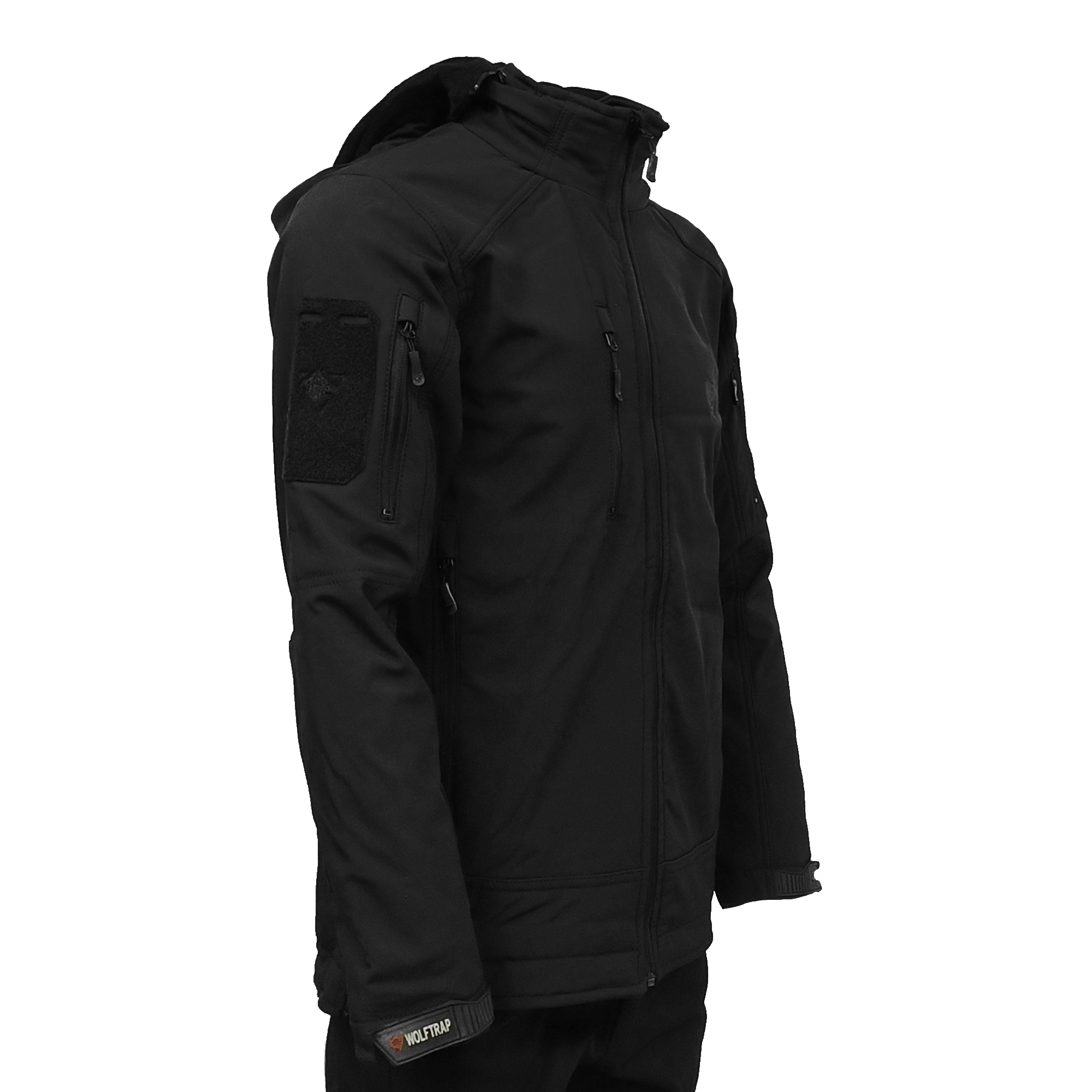 Siyah Softshell Mont 2036 Kapüşonlu 5 Cepli Su ve Rüzgar Geçirmez Mont