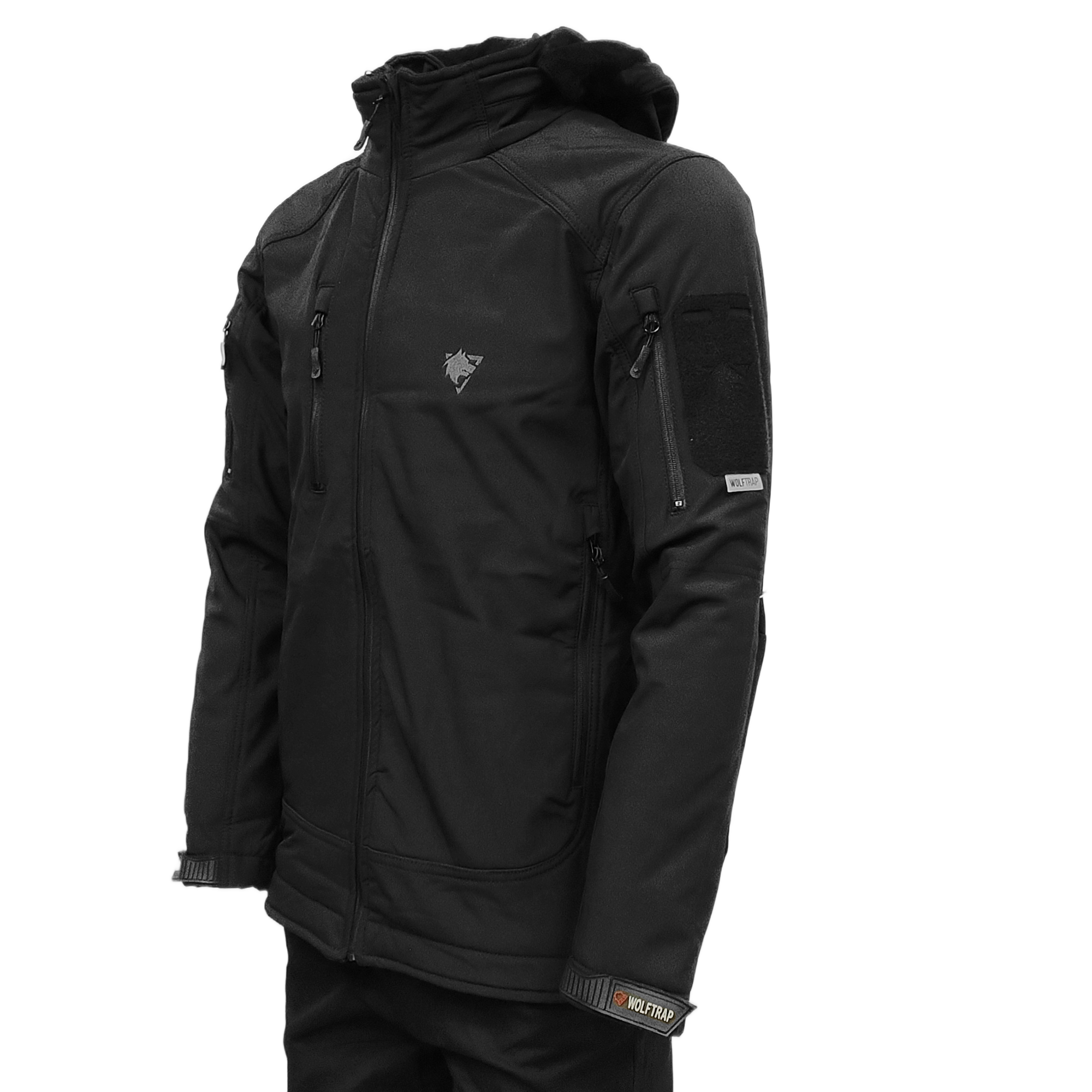Siyah Softshell Mont 2036 Kapüşonlu 5 Cepli Su ve Rüzgar Geçirmez Mont