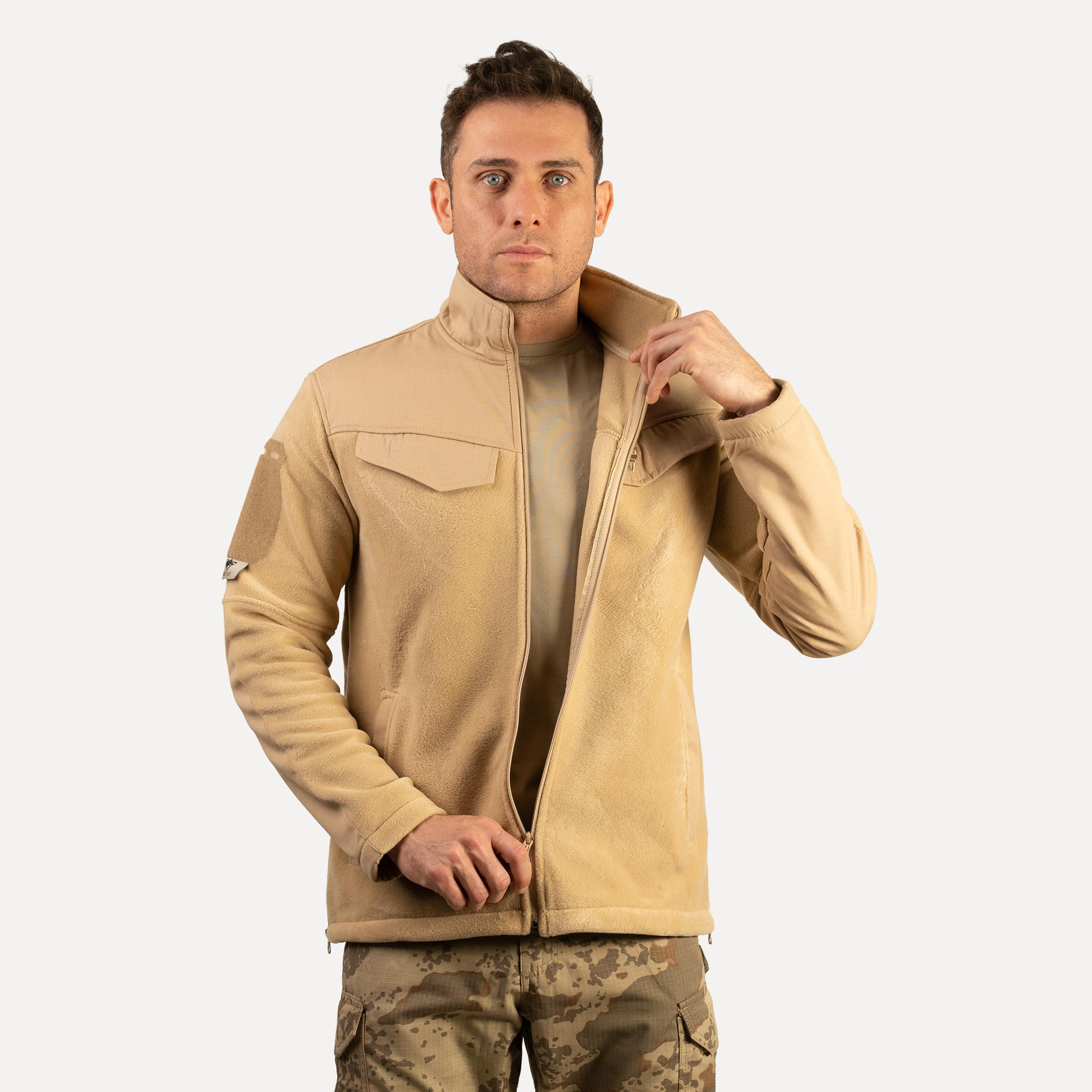 Taktik Polar Ceket Bej 3536 Tam Fermuar Polar Ceket