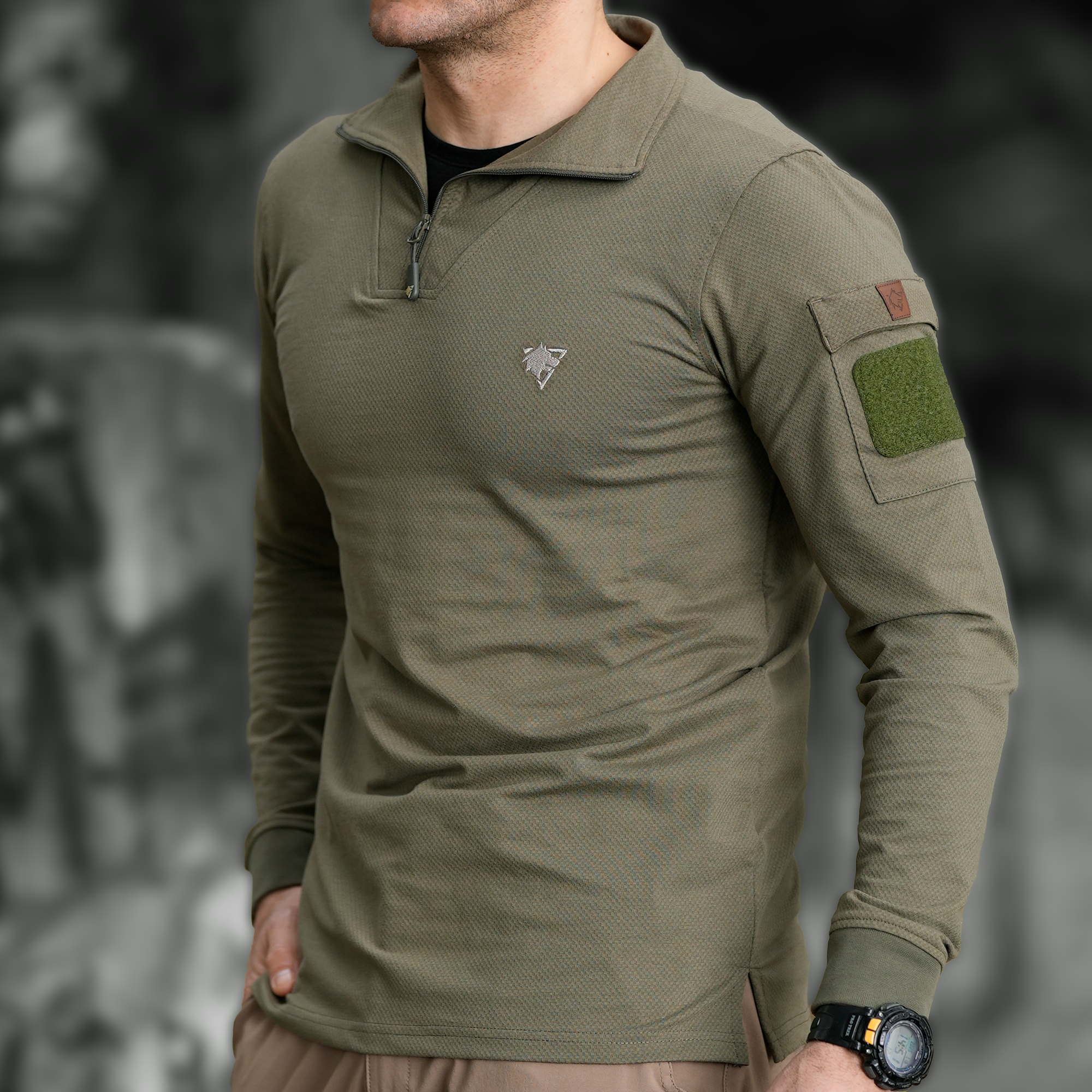 IRAZ Balıkçı Yaka Uzun Kollu Taktik T-Shirt Haki