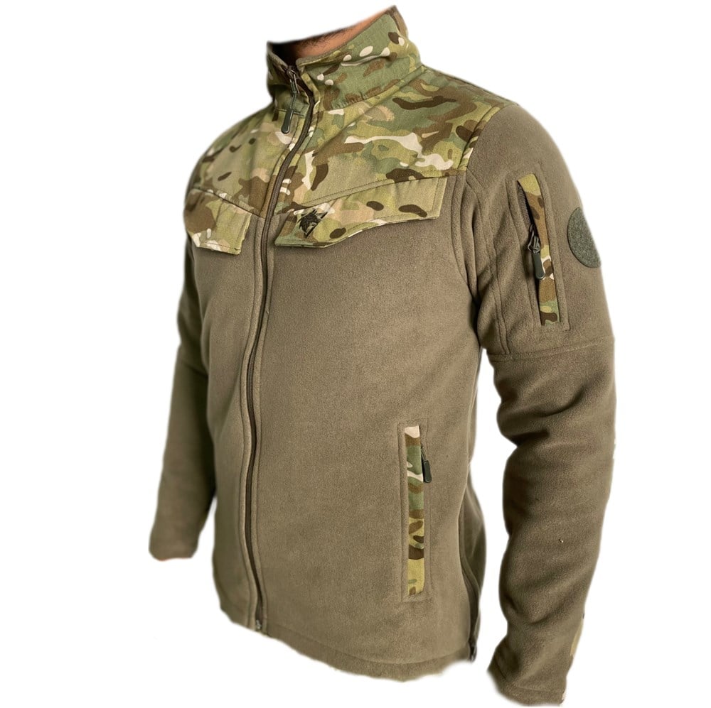 Multicam Kamuflaj Desenli 5 Cepli Polar Ceket, Soğuktan Koruyan Polar Mont