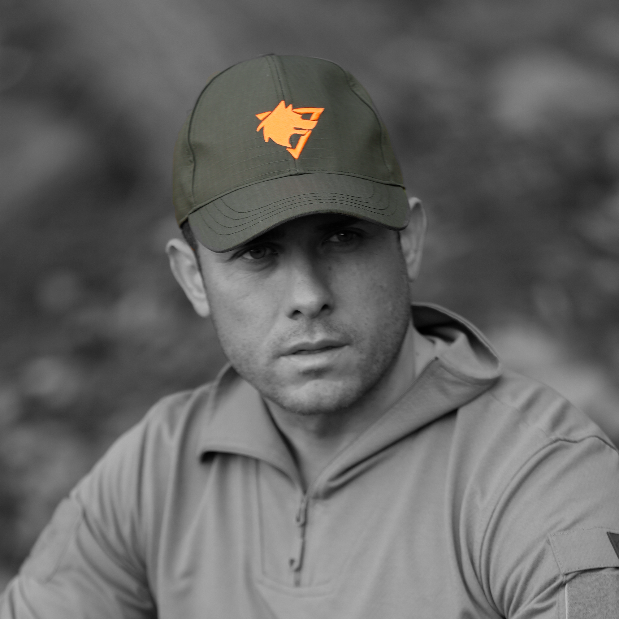 Turuncu Kurt Logolu Haki Ripstop Şapka