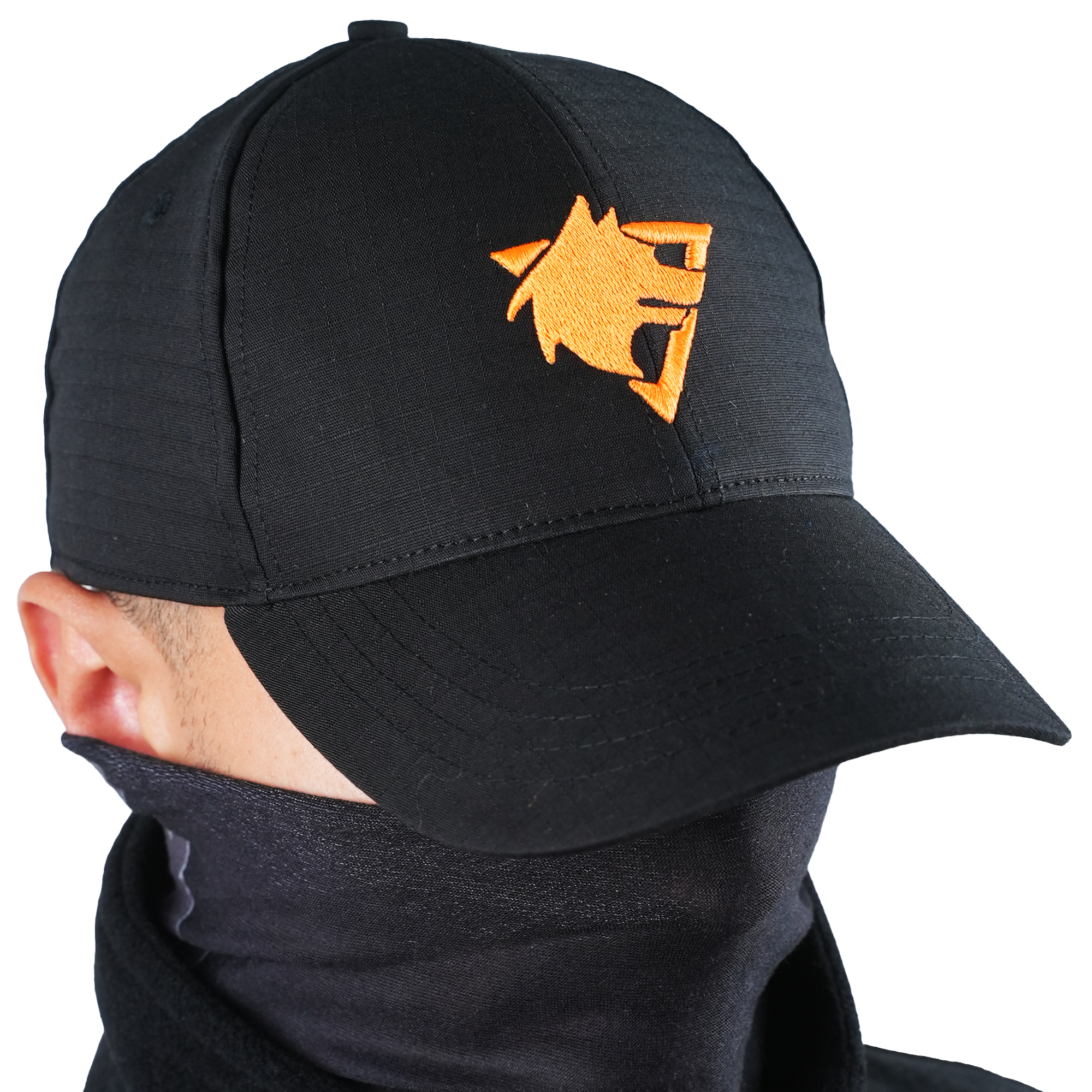 Kurt Logolu Ripstop Kumaş Siyah Şapka