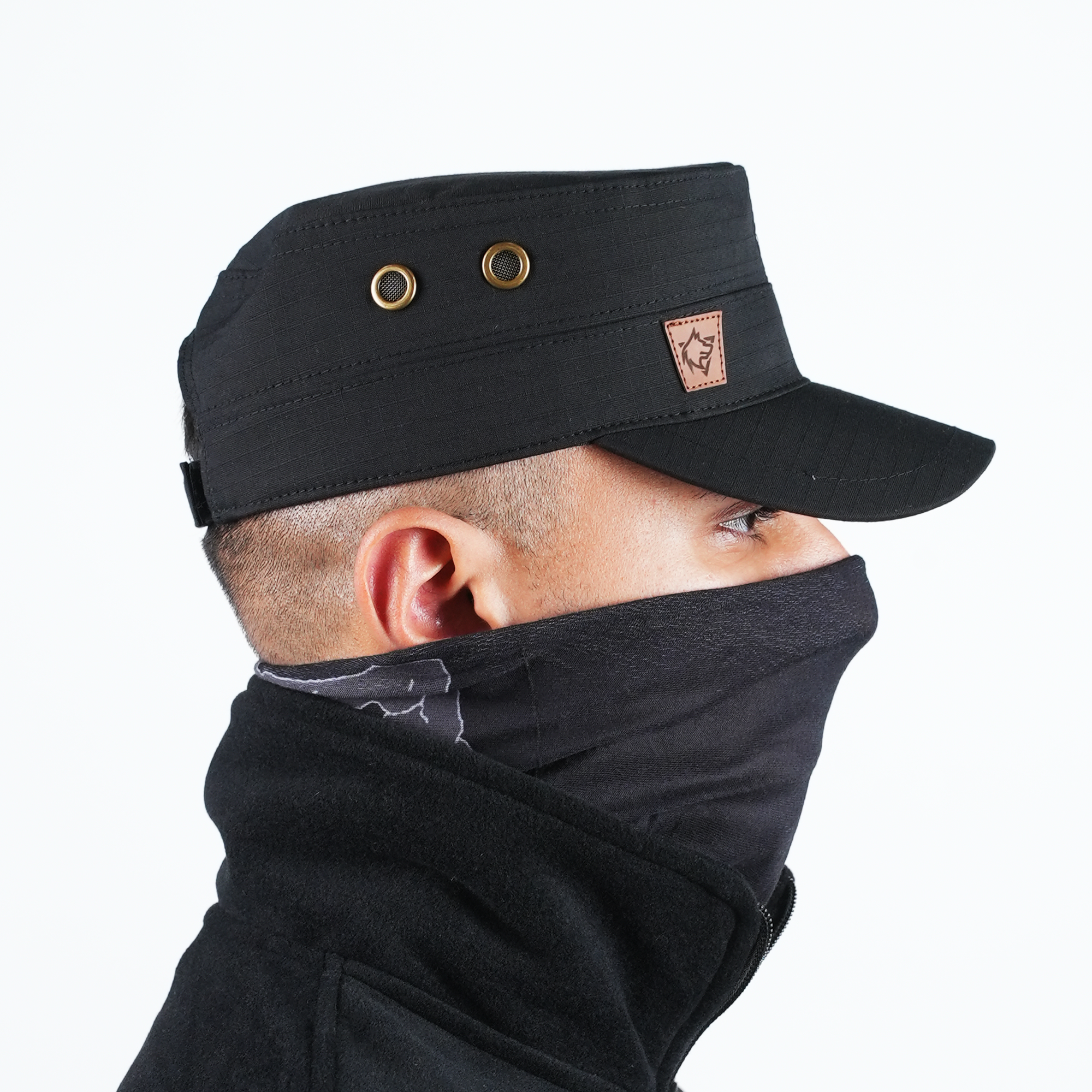 Kurt Logolu Ripstop Siyah Şapka, Siyah Kep