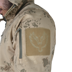 10 Cepli Jandarma Kamuflaj Desenli Softshell Mont, Rüzgar Geçirmez Mont