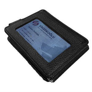 Polis Rozetli Deri Kartlık Siyah