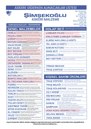6lı Kütahya Havacı Asker Malzeme Seti, Acemi Bedelli Kütahya Havacı Asker Seti, Kütahya Havacı Asker Çamaşırları