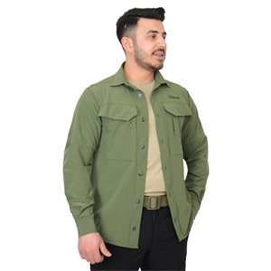 Açık Haki Renk 4 Cepli Quick-Dry Uzun Kollu Erkek Taktik Gömlek