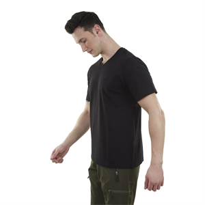 Alpinist Vortex Erkek T-Shirt Siyah, V Yaka Tişört