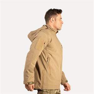 Bej Softshell Mont 2036 Kapüşonlu 5 Cepli Su ve Rüzgar Geçirmez Mont