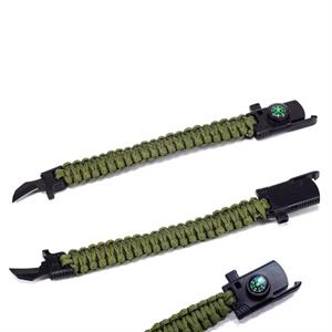 Haki Paracord Bileklik, Bıçaklı, Düdüklü, Pusulalı, Magnezyum Taşlı Bileklik