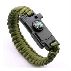 Haki Paracord Bileklik, Bıçaklı, Düdüklü, Pusulalı, Magnezyum Taşlı Bileklik