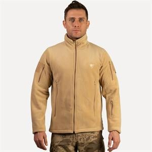 Tam Fermuarlı Taktik Polar Ceket 2011 Bej 5 Cepli Outdoor Polar