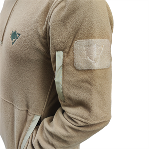 Bej Renk Sıcak Tutan Çeyrek Fermuarlı Polar Kazak, 2 Cepli Yumuşak Sweatshirt