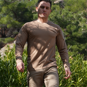 BELDARAN 2 Cepli Uzun Kollu Taktik Tişört Koyu Bej