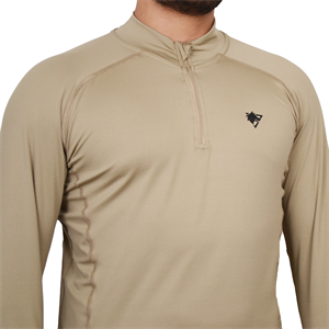 Çeyrek Fermuar Uzun Kollu Sweatshirt, Termal Sweatshirt Kum Rengi, Esnek İç Katman Giysisi