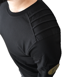 Dalga Desenli 2 Cepli Uzun Kollu Taktik T-Shirt Siyah