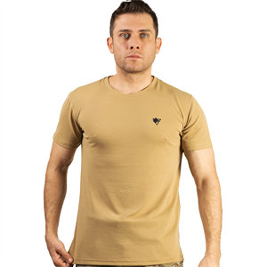 FUR Erkek Bej Basic Tişört - Kısa Kollu Bisiklet Yaka Regular Fit