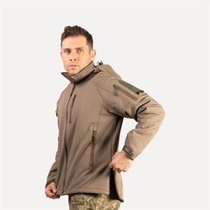 Haki Softshell Mont 2036 Kapüşonlu 5 Cepli Su ve Rüzgar Geçirmez Mont