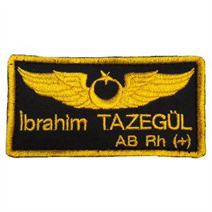 İsme Özel Siyah Zemin Pilot Brövesi Nakış Peç Patch