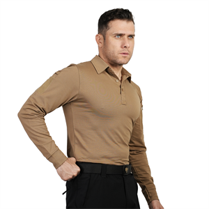Kapan Polo Yaka Bej Taktik Tshirt 2 Cepli Uzun Kollu Taktik Tshirt