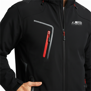 METAM İçi Polarlı Softshell Mont Siyah, 5 Cepli Kapüşonlu Mont
