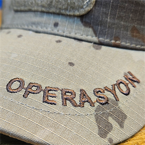 OPERASYON Yazılı Fileli Jandarma Kamuflaj Kep, BELDARAN Jandarma Operasyon Kepi Nakışlı Yazılı