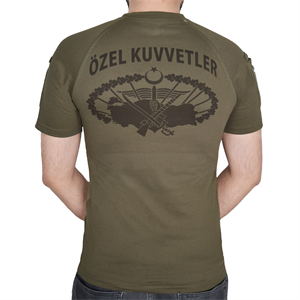 Özel Kuvvetler Yazılı Kısa Kollu Baskılı Taktik Tişört Haki