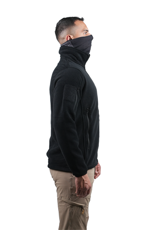 Tam Fermuarlı Taktik Polar Ceket 2011 Siyah 5 Cepli Outdoor Polar
