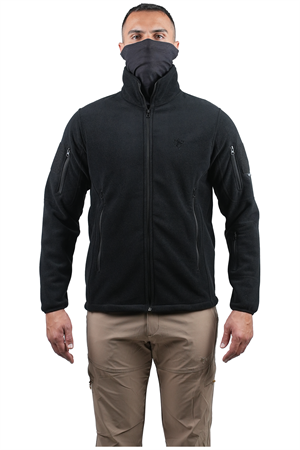 Tam Fermuarlı Taktik Polar Ceket 2011 Siyah 5 Cepli Outdoor Polar