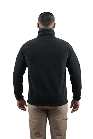 Tam Fermuarlı Taktik Polar Ceket 2011 Siyah 5 Cepli Outdoor Polar