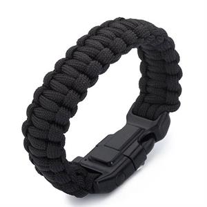 Siyah Paracord Bileklik, Bıçaklı, Düdüklü, Pusulalı, Magnezyum Taşlı Bileklik